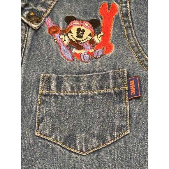 RARE Mickey & Co Disney 6-9 Mos Denim Long Sleeve Overalls Embroidered Mickey - Picture 10 of 14